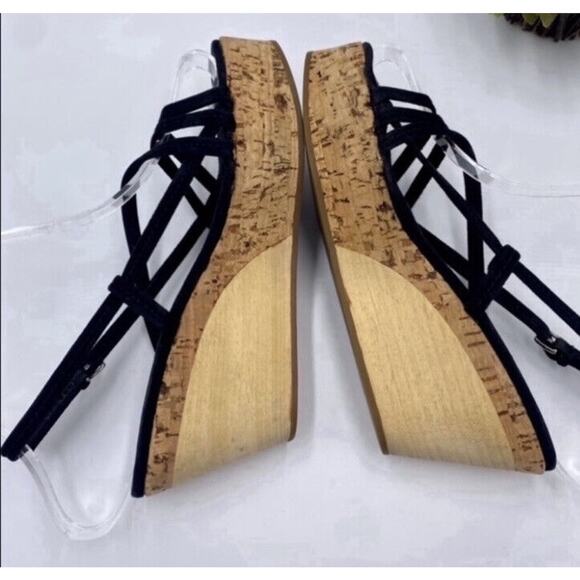 Jil Sander Designer Wood Cork Black Suede Ankle Strap Wedge Sandal Sz 36.5/6 - Picture 2 of 14